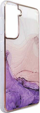 Samsung S22 - Marmer Back Cover - Paars