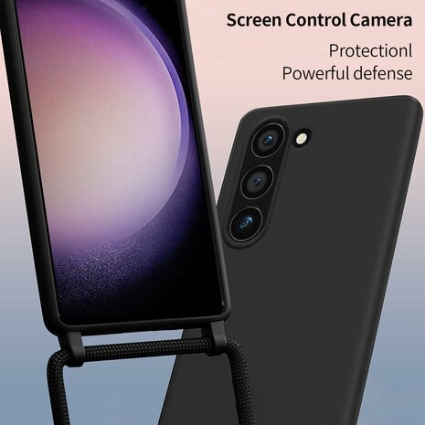 Samsung S23 Plus Zwart - TPU Back Cover met Koord