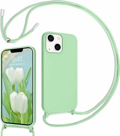 iPhone 14 Pro Licht Groen - TPU Back Cover met Koord