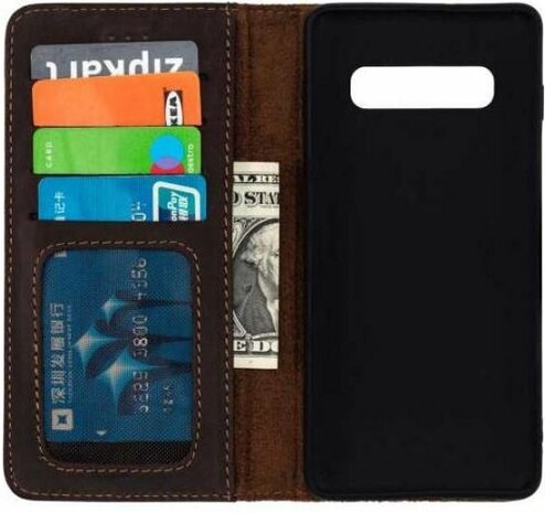 Samsung S10 Plus Donker Bruin - Lederen Book Case
