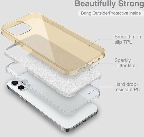 iPhone 14 Pro Max - Glitter Back Cover - Goud