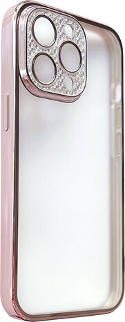 iPhone 12 - Glitter Cam Back Cover - Roze