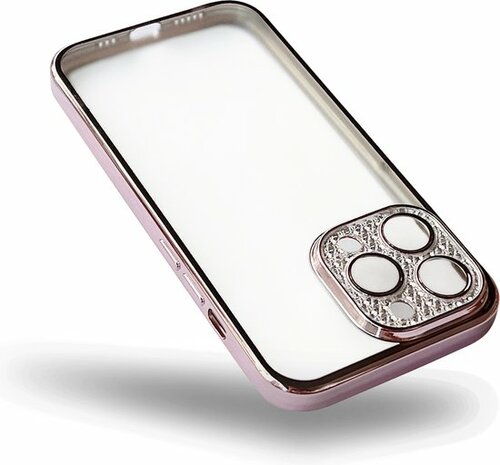iPhone 12 - Glitter Cam Back Cover - Roze