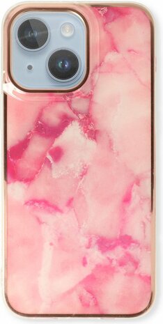 iPhone 14 Plus - Marmer Back Cover - Roze