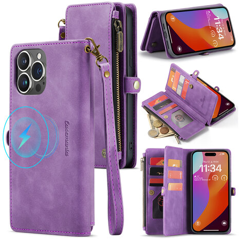 iPhone 15 Plus Bright Lila - MagSafe Book Case met Rits