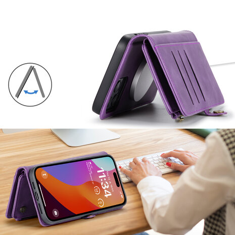iPhone 15 Plus Bright Lila - MagSafe Book Case met Rits