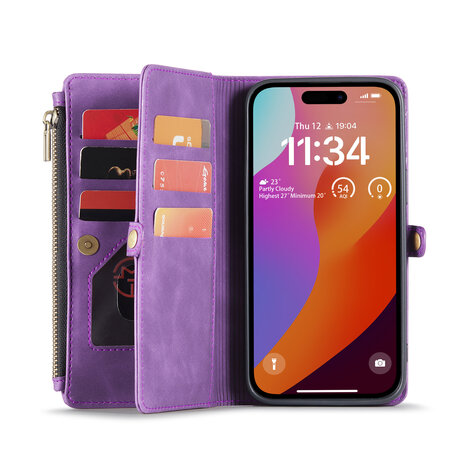 iPhone 15 Plus Bright Lila - MagSafe Book Case met Rits