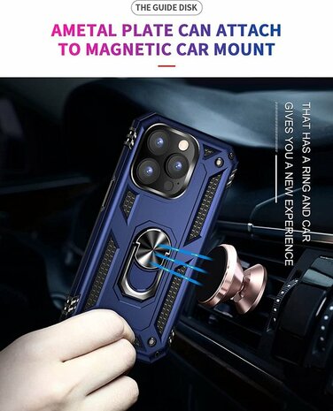 iPhone 14 Pro Blauw - Armor met Kickstand Ring
