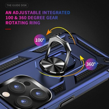 iPhone 14 Pro Blauw - Armor met Kickstand Ring
