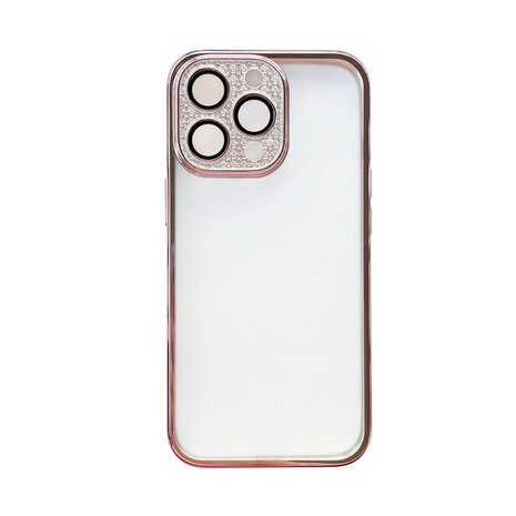 iPhone 14 Plus - Glitter Cam Back Cover - Rosegoud