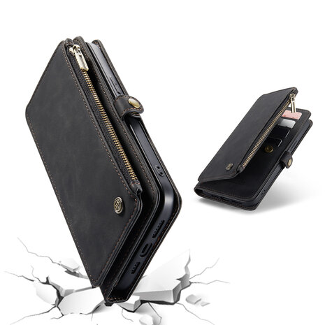 iPhone 15 Plus Charcoal Gray- MagSafe Book Case met Rits
