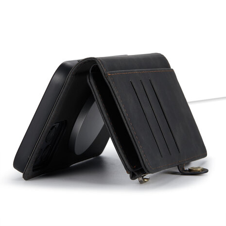 iPhone 15 Plus Charcoal Gray- MagSafe Book Case met Rits