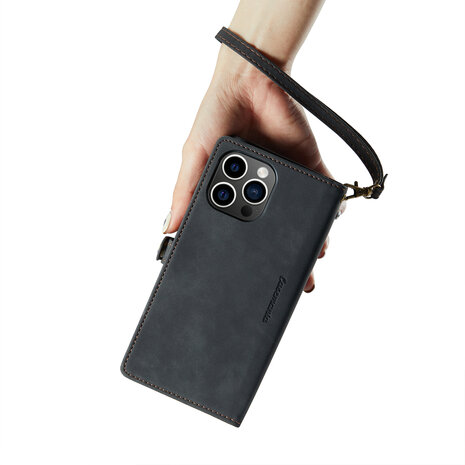 iPhone 15 Plus Charcoal Gray- MagSafe Book Case met Rits
