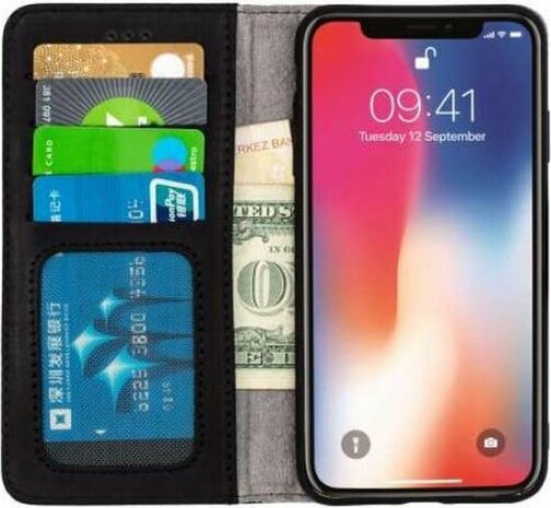 iPhone XS Max Zwart - Lederen Book Case