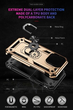 iPhone 14 Pro Goud - Armor met Kickstand Ring