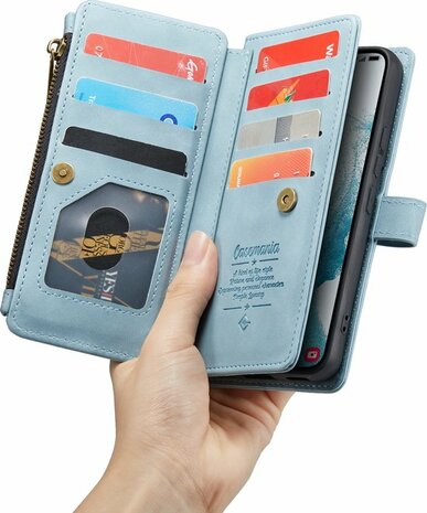 Samsung S22 Plus Aqua Blue - Book Case met Rits