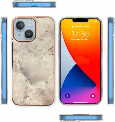 iPhone 14 Plus - Marmer Back Cover - Steen