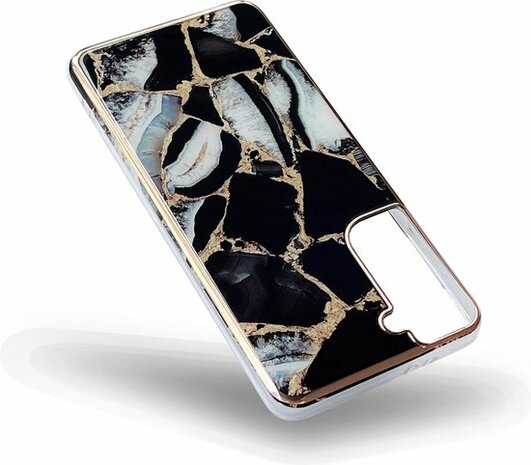 Samsung S22 Plus - Marmer Back Cover - Zwart