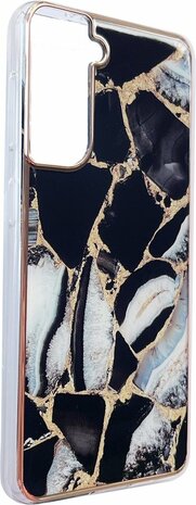 Samsung S22 Plus - Marmer Back Cover - Zwart