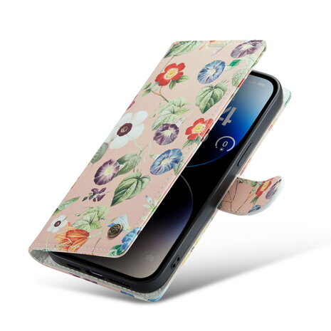 iPhone 14 Pro met Bloemen Print - Book Case