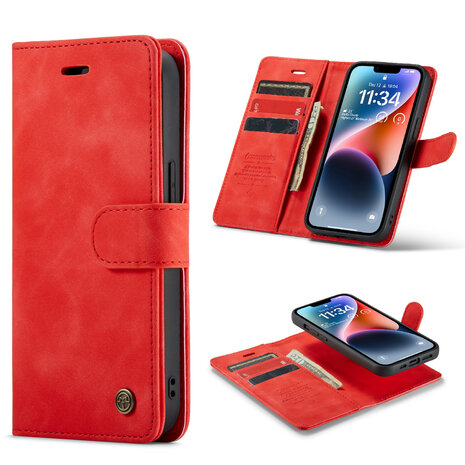 iPhone 15 Plus Crimson Red - 2 in 1 Book Case