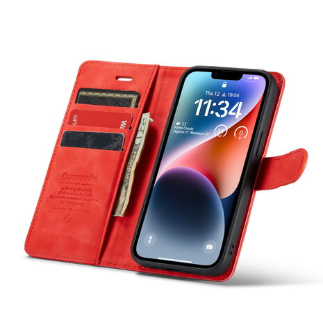 iPhone 15 Plus Crimson Red - 2 in 1 Book Case