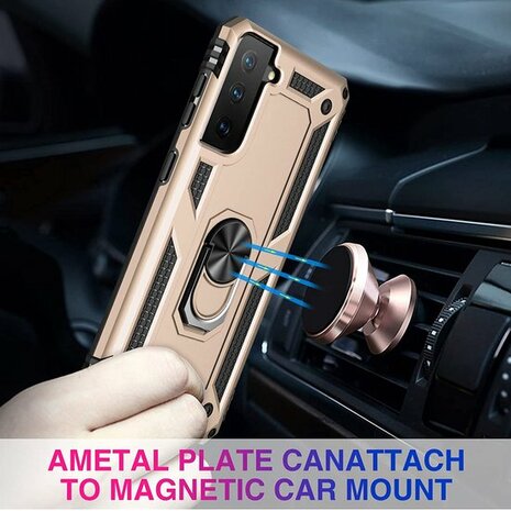 Samsung S21 Ros&eacute;goud - Armor met Kickstand Ring