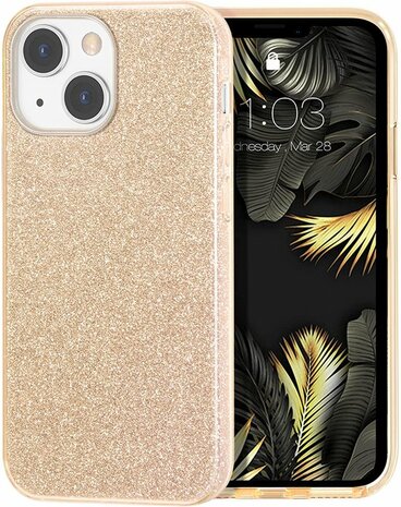 iPhone 14 Plus - Glitter Back Cover - Goud