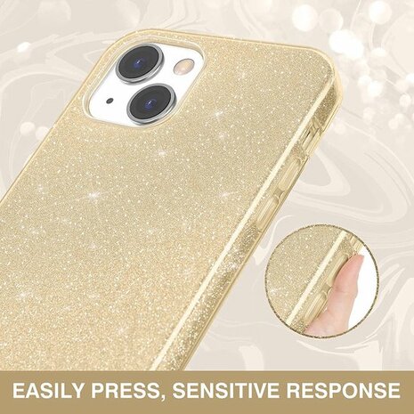 iPhone 14 Plus - Glitter Back Cover - Goud