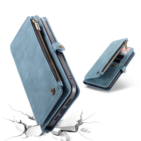 iPhone 15 Plus Aqua Blue - MagSafe Book Case met Rits