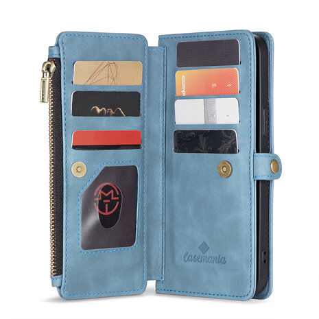 iPhone 15 Plus Aqua Blue - MagSafe Book Case met Rits