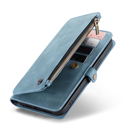 iPhone 15 Plus Aqua Blue - MagSafe Book Case met Rits