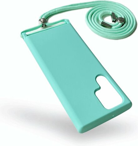 Samsung S22 Ultra Turquoise - TPU Back Cover met Koord