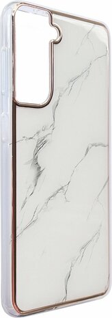 Samsung S21 FE - Marmer Back Cover - Wit