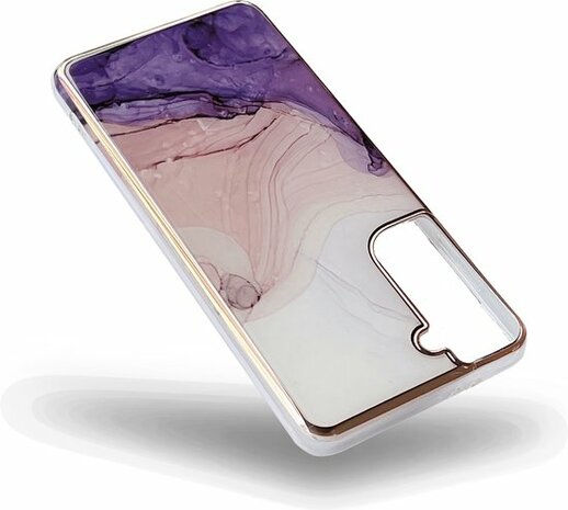 Samsung S21 FE - Marmer Back Cover - Paars