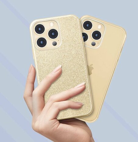 iPhone 14 Pro - Glitter Back Cover - Goud