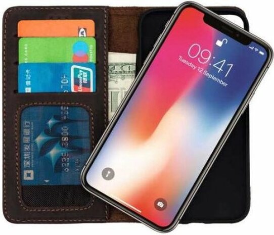 iPhone 11 Pro Max Donker Bruin - Lederen Book Case