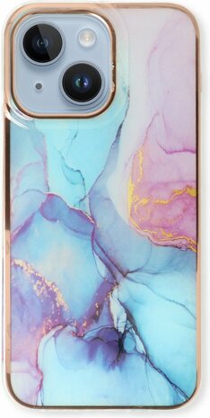 iPhone 14 Plus - Marmer Back Cover - Blauw