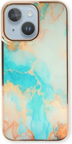 iPhone 14 Plus - Marmer Back Cover - Aqua
