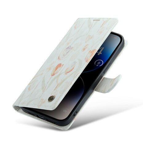 iPhone 14 Pro met Tulpen Print - Book Case