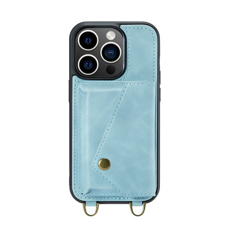 iPhone 14 Pro Aqua Blue - Back Cover met Koord