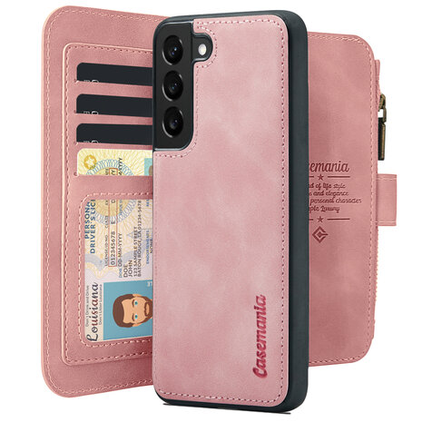 Samsung S23 Plus Pale Pink - 2 in 1 Book Case met Rits