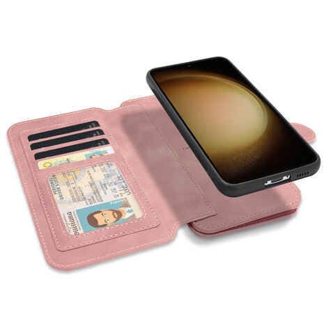 Samsung S23 Plus Pale Pink - 2 in 1 Book Case met Rits