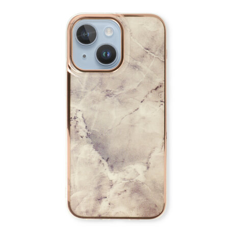 iPhone 15 Plus - Marmer Back Cover - Steen