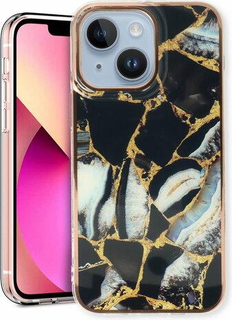 iPhone 14 Plus - Marmer Back Cover - Zwart