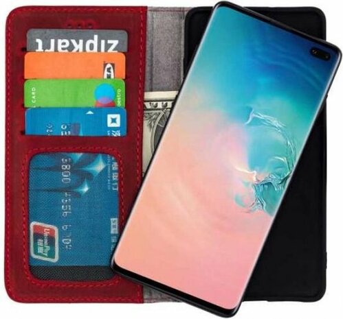 Samsung S10 Plus Rood - Lederen Book Case