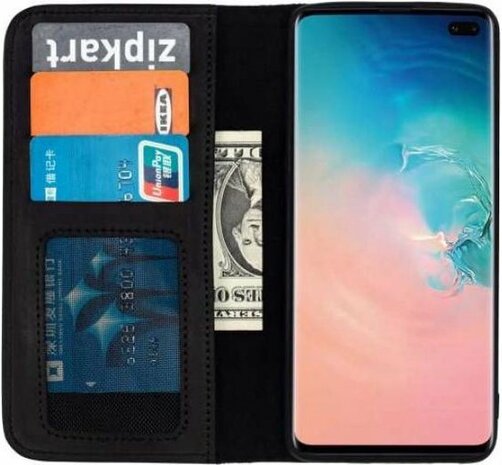 Samsung S10 Plus Zwart - Lederen Book Case