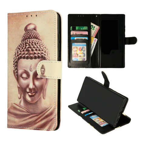 Samsung S22 met Buddha Goud Print  - Book Case
