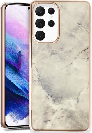 Samsung S23 Ultra - Marmer Back Cover - Steen