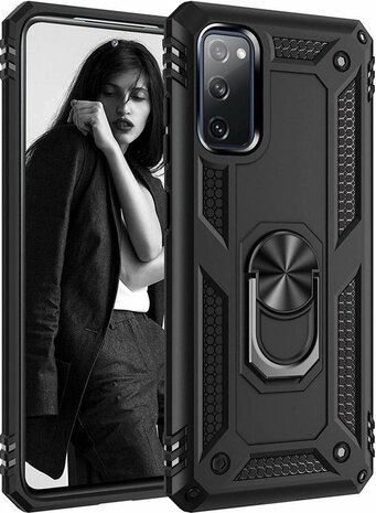 Samsung S20 FE Zwart - Armor met Kickstand Ring